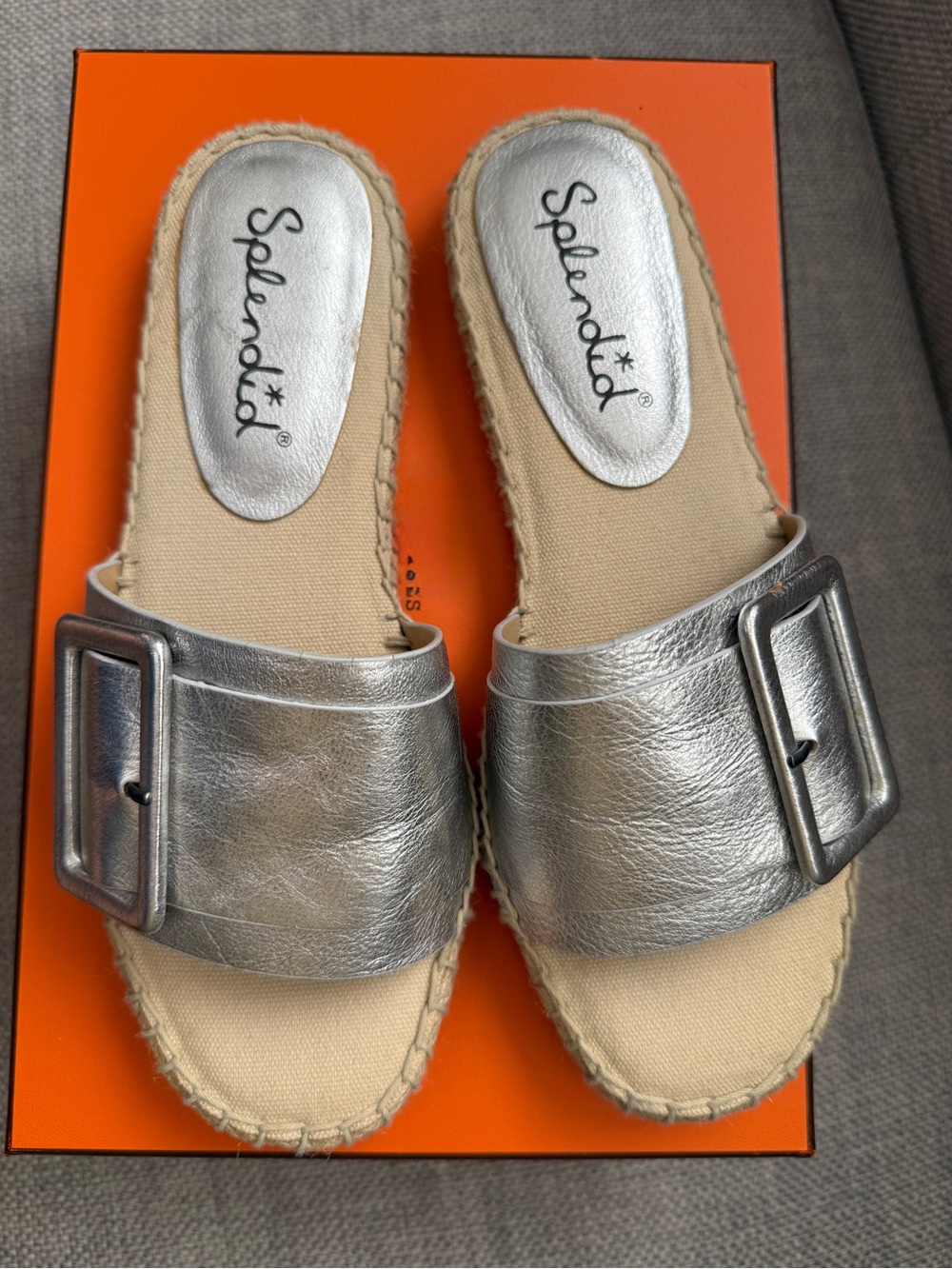 Splendid Silver Buckle Espadrille Slide Sandals Size [Size 7.5]